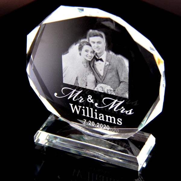 Laser Engraved Crystal Photo Wedding Gift