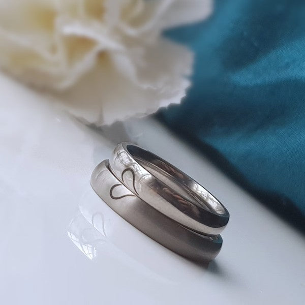 Laser Engraved Titanium Couples Matching Rings